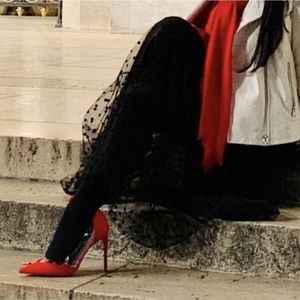 Red Zara Heels | Size 7.5 | Transparent Vinyl & Suede Pointed Stilettos